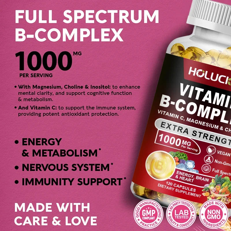 Vitamin B Complex Supplement with Vitamin C, Inositol - Energy Healthy