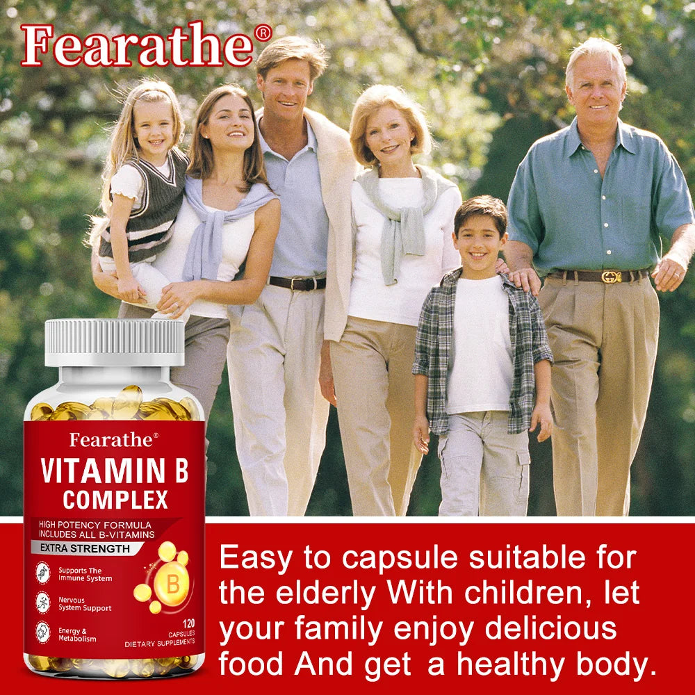 Vitamin B-Complex Supplements (B12 B2 B3 B6 Folic Acid &Biotin), Immune & Energy Support