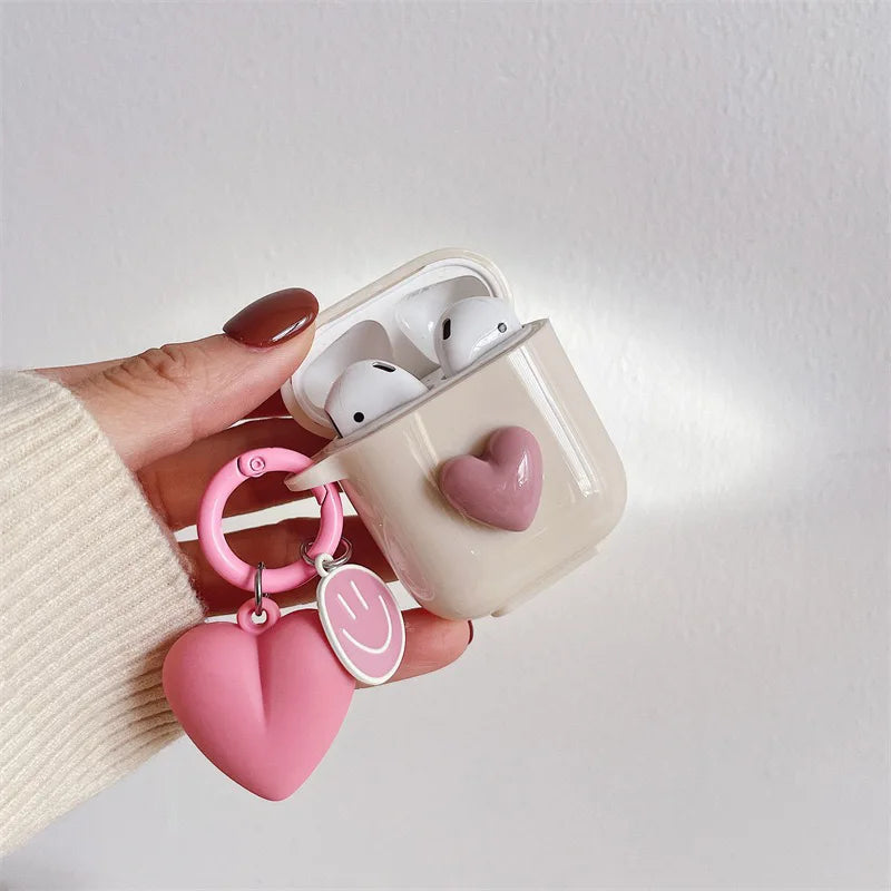 New Retro Beige Cute Case For AirPods Pro Earphone Charging Box Keychain Lanyard