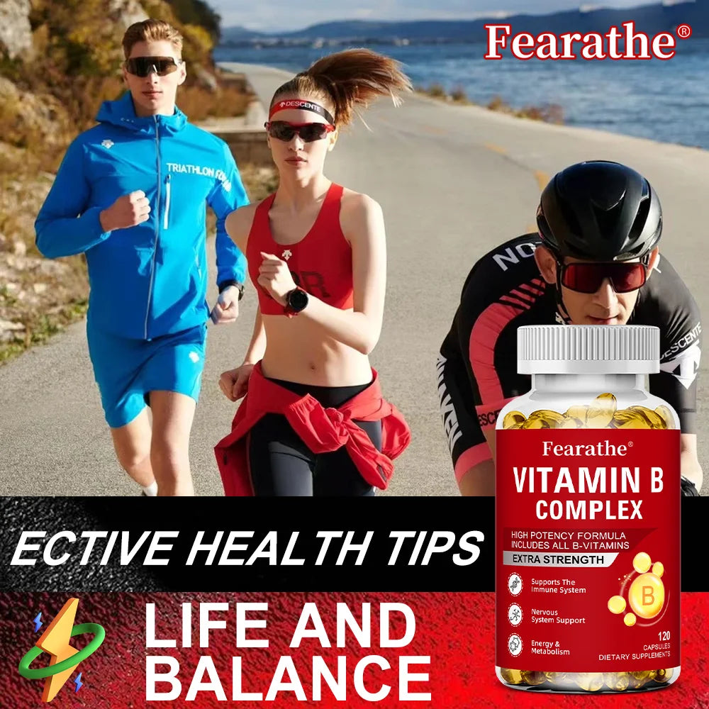 Vitamin B-Complex Supplements (B12 B2 B3 B6 Folic Acid &Biotin), Immune & Energy Support
