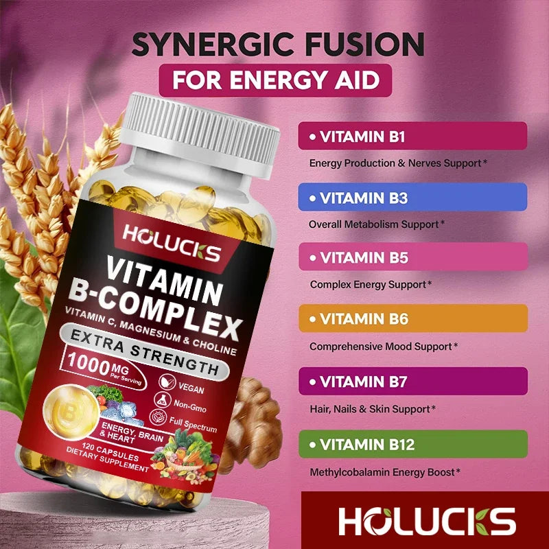 Vitamin B Complex Supplement with Vitamin C, Inositol - Energy Healthy