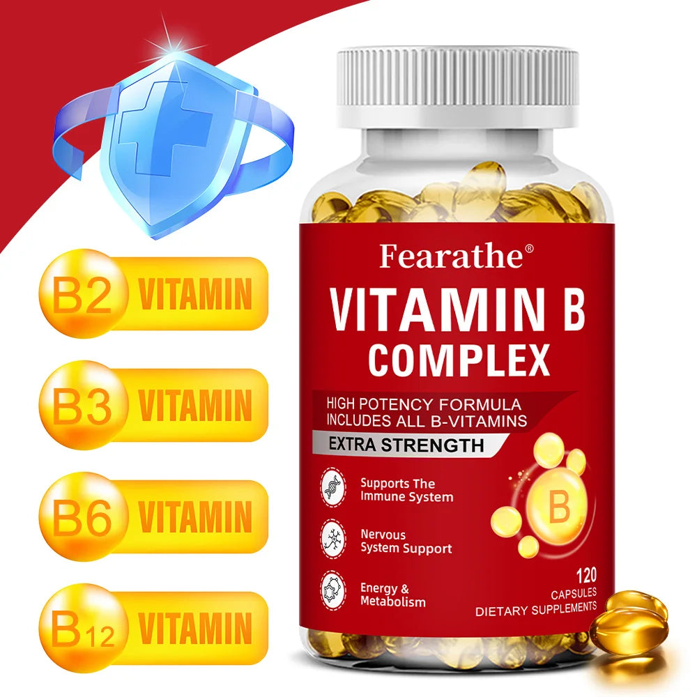 Vitamin B-Complex Supplements (B12 B2 B3 B6 Folic Acid &Biotin), Immune & Energy Support