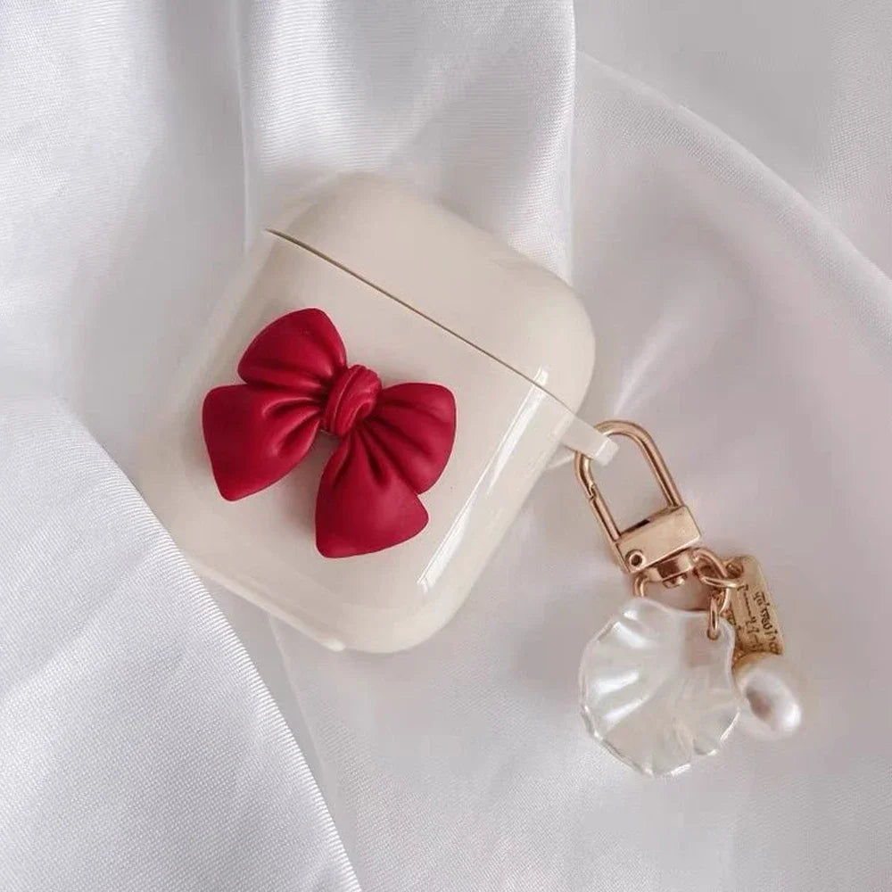 New Retro Beige Cute Case For AirPods Pro Earphone Charging Box Keychain Lanyard