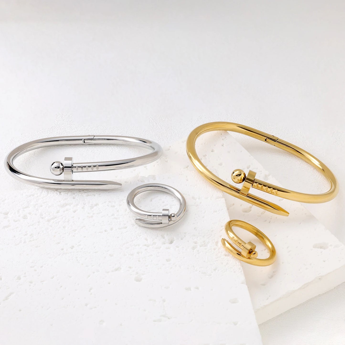 American style fashion, high-end feel, light luxury, nail bracelet, ring,