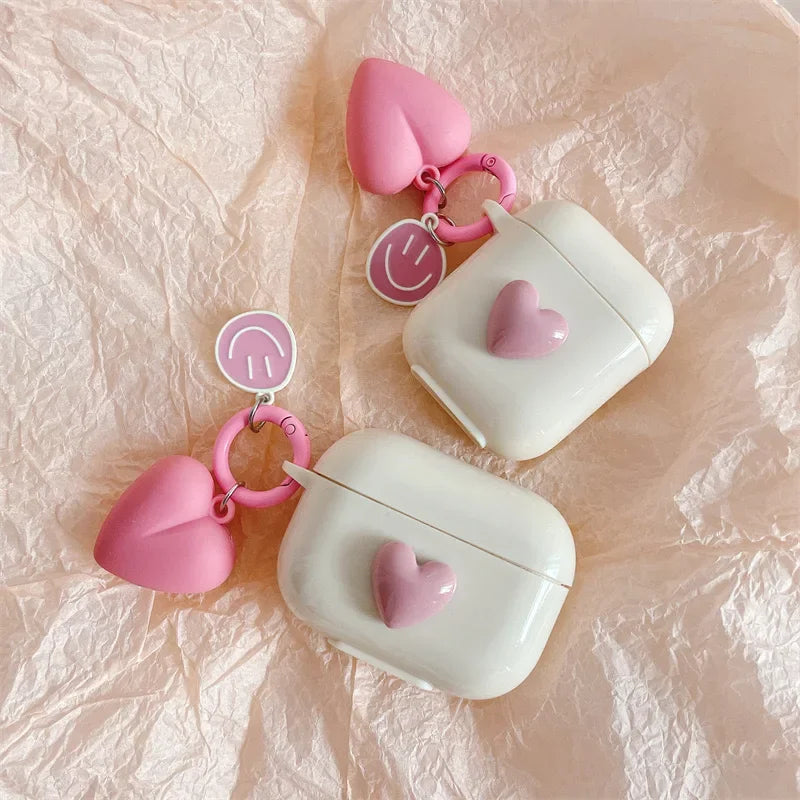 New Retro Beige Cute Case For AirPods Pro Earphone Charging Box Keychain Lanyard