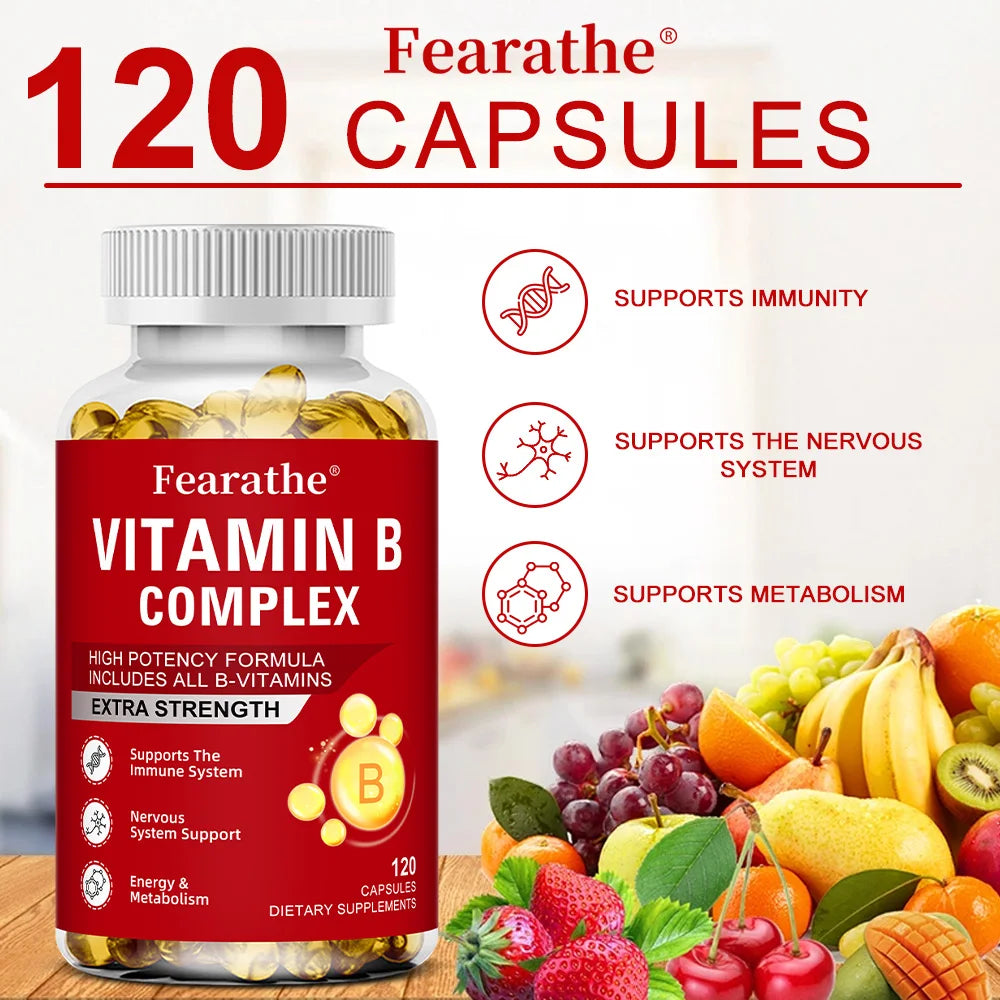 Vitamin B-Complex Supplements (B12 B2 B3 B6 Folic Acid &Biotin), Immune & Energy Support