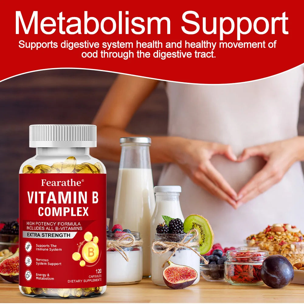 Vitamin B-Complex Supplements (B12 B2 B3 B6 Folic Acid &Biotin), Immune & Energy Support
