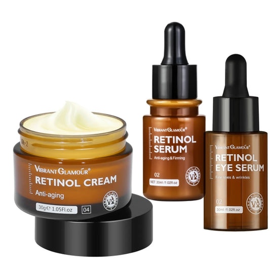 Retinol & Vitamin C Set Face Cream Eye Serum Reduce Dark Circles Anti Aging Nourish Skin