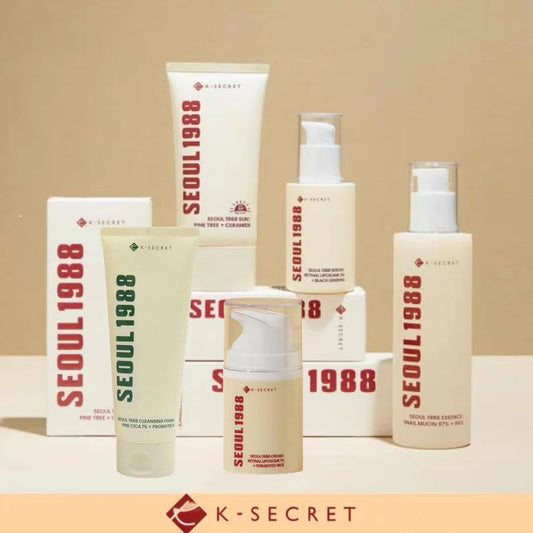 Korean SEOUL 1988 Skin Care Set - Retinol Eye Cream, Ginseng Niacinamide Serum, Cleanser