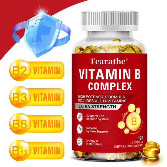 Vitamin B-Complex Supplements (B12 B2 B3 B6 Folic Acid &Biotin), Immune & Energy Support